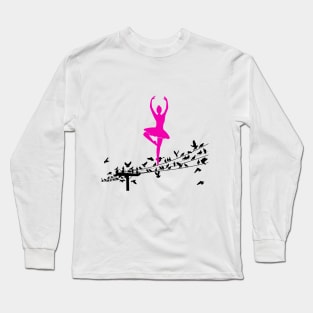 Ballerina dancing with the birds Long Sleeve T-Shirt